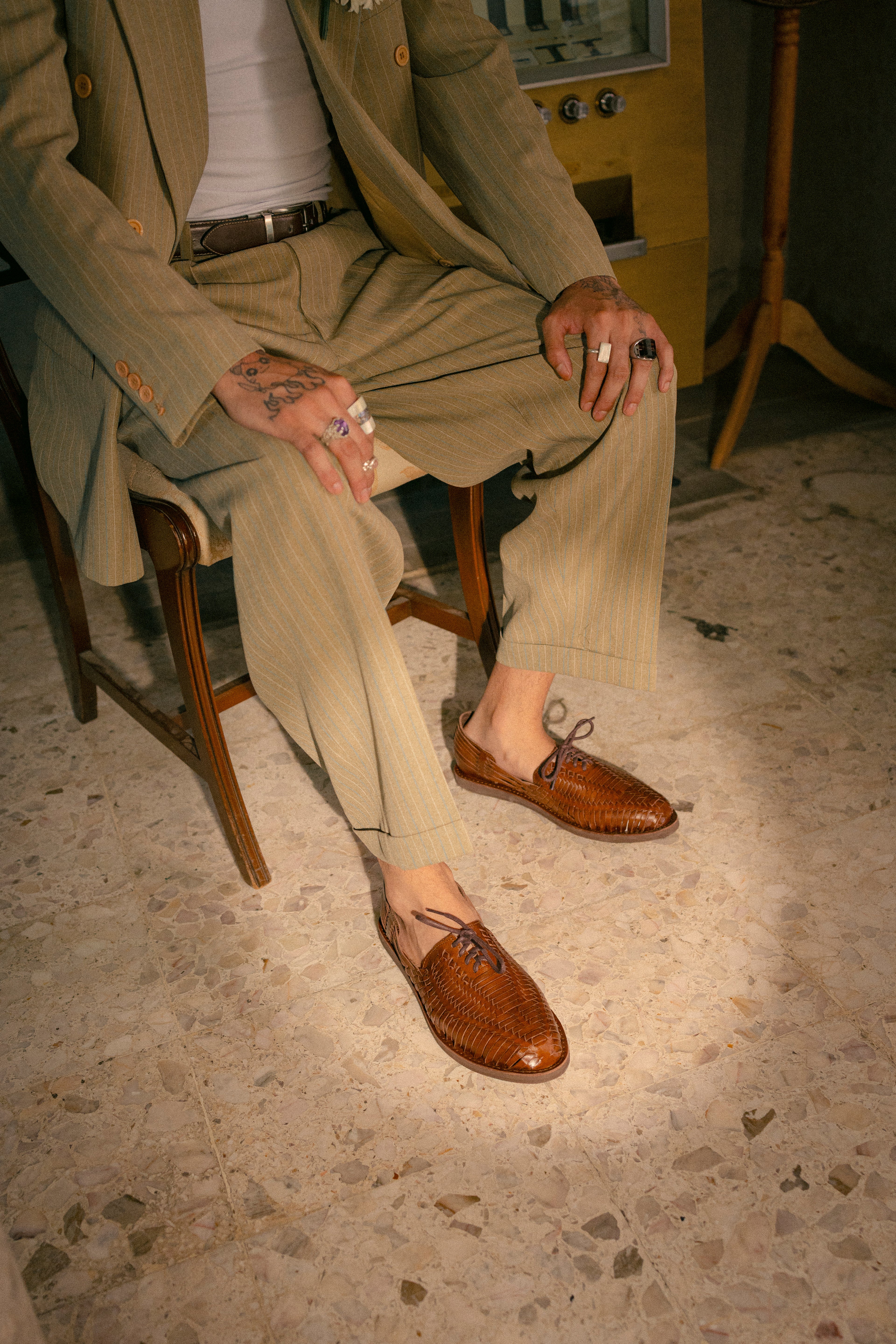 Cayucas Tomás, cognac woven leather huarache oxford loafer, handmade in Mexico